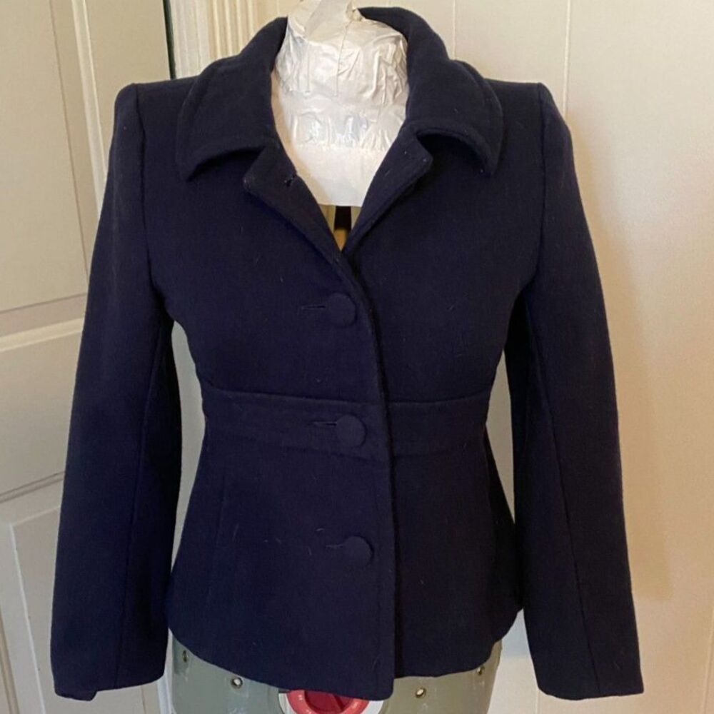 Old Navy Wool Blend Navy Double Breasted Jacket Women Size S P